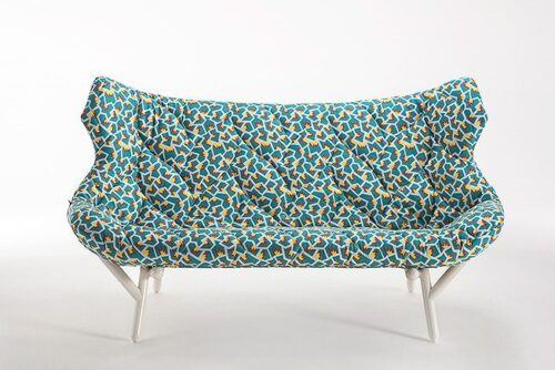 FOLIAGE DIVANO STRUTTURA BIANCA TESSUTO AZZURRO SOTTSASS KARTELL DESIGNER URQUIOLA - immagine 1