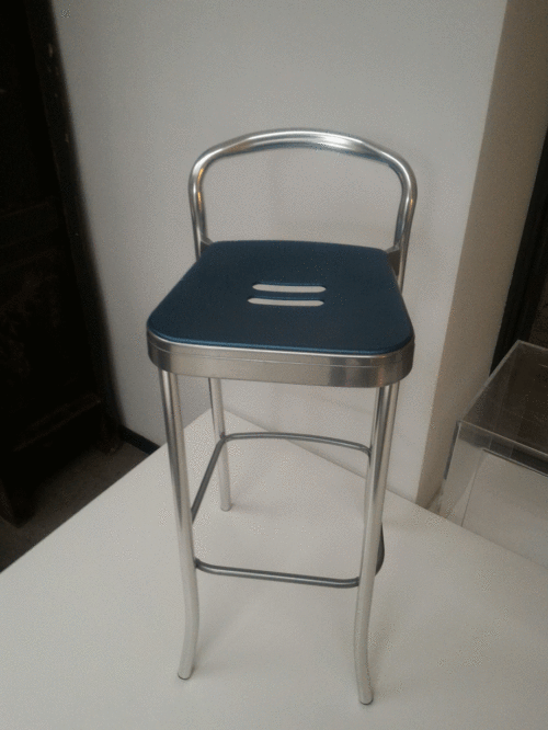 Mauna-Kea high stool blue seat Vico Magistretti for Kartell - Image 3