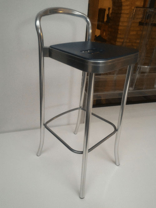 Mauna-Kea high stool blue seat Vico Magistretti for Kartell - Image 2