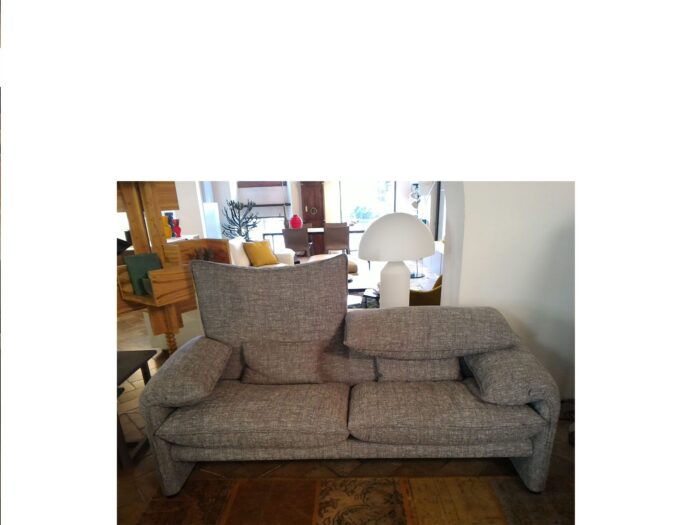 MARALUNGA 40 SOFA 2/P  CM. 190 TESS. SONAR 2 FOOT WHITE MOLE/153 PANORAMA COL. Black + 2 PILLOW 45X27. FEATHER