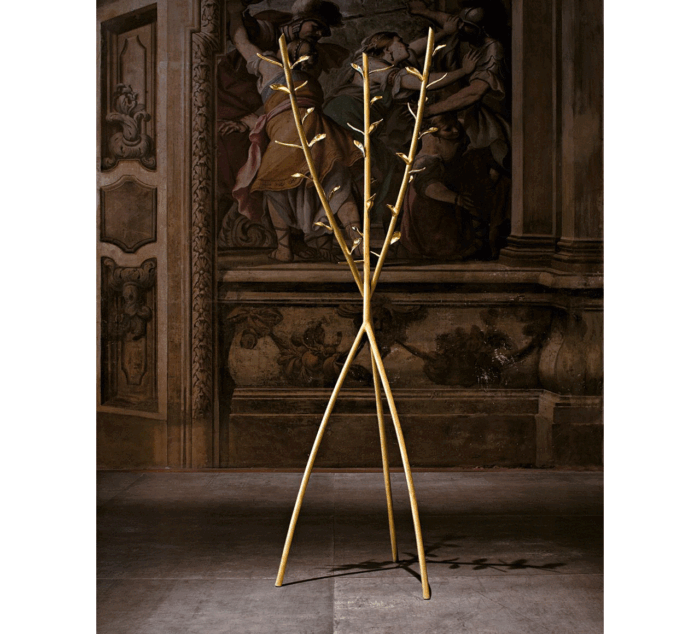 Acate Boris Sipek Struttura Matt brushed brass. Polished brass leaves. - Image 3