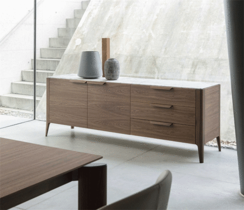 ATLANTE 3 CUPBOARD CANALETTA WALNUT TOP MARBLE CALACATTA GOLD - Image 4