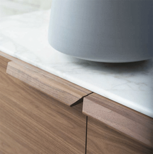 ATLANTE 3 CUPBOARD CANALETTA WALNUT TOP MARBLE CALACATTA GOLD - Image 2