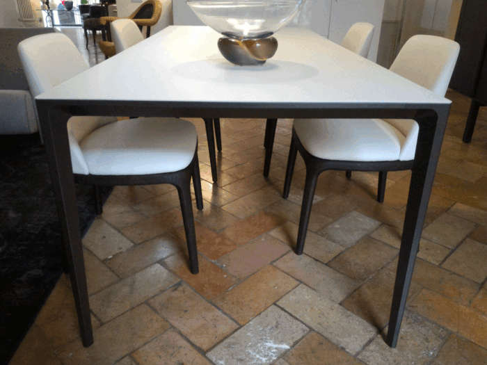 EXTENDING TABLE LONG ISLAND CM 92X205 / 305 H. 75 STR. IVORY MATT BROWN FLAT GLASS / 97 - Image 2