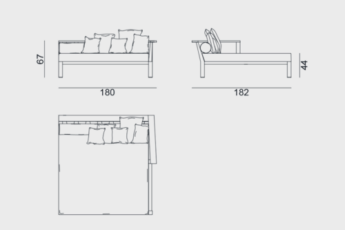 INOUT 83 DAY BED LEFT TEAK FABRIC IDRO ECRU - Image 2