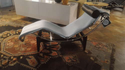 LC4 - LC50 CHAISE LONGUE STAINLESS STEEL SHOULDER CHROME DRESSED T.UNIFORM MELANGE LEATHER 13O615 LEATHER LCX SCOZIA GRAFITE 13X414 - Image 3