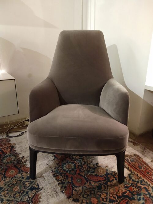 JANE LOUNGE ARMCHAIR  VELVET GEY WOOD - Image 2